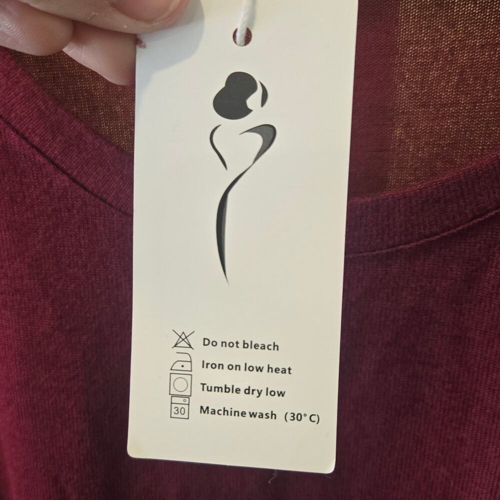 NWT Ofeefan XXL Red/Maroon/Burgundy Longsleeve Knit Dress w Buttons [0224] - Picture 7 of 11